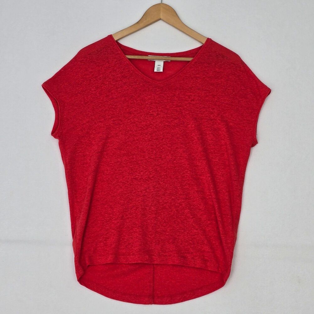 White House Black Market Women’s XXS Coral Orange Linen Blend Cap Sleeve Tee